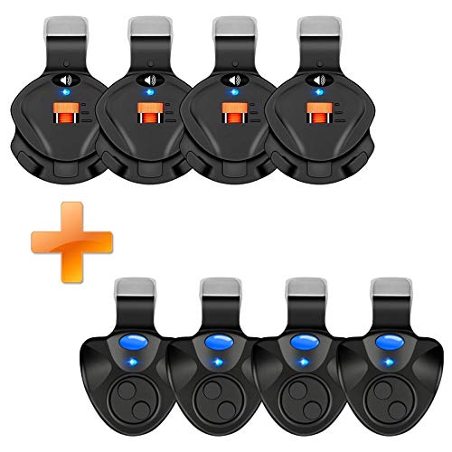 8 Pcs Fishing Bite Alarm, Electronic Led Indicator Light Fishing Bite Alert With Adjustable Sound Volume & Sensitivity Switch, Clip On Fish Rod Bait For Daytime/Night Carp Fishing Outdoor #TOP17