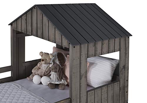 Donco Kids Campsite Cabin Twin Over Full Loft Bed In Rustic Dirty Grey Finish #TOP5