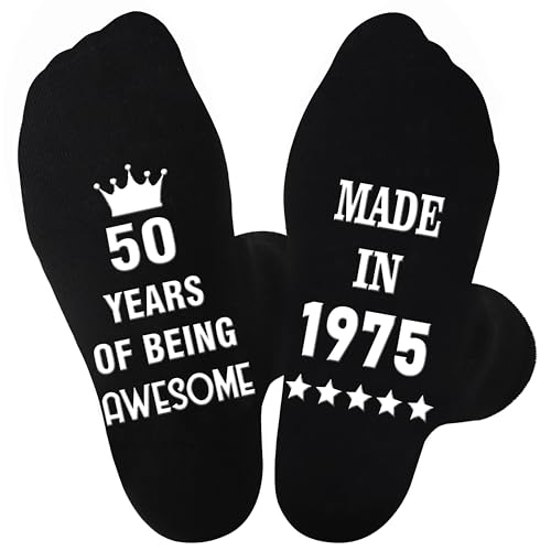 Jeasona 50th Birthday Gifts Men 1975 Socks 1975 Birthday Gifts for Men Funny Present for Dad from Daughter Presents for Him