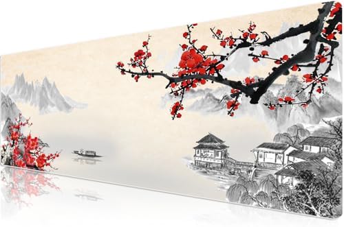 Klasse Pro - 10 Farklı Model Dikişli Kenar 90x40 cm Oyuncu Gaming Mouse Pad (Cherry Blossom, 90x40 cm) - Görsel 1