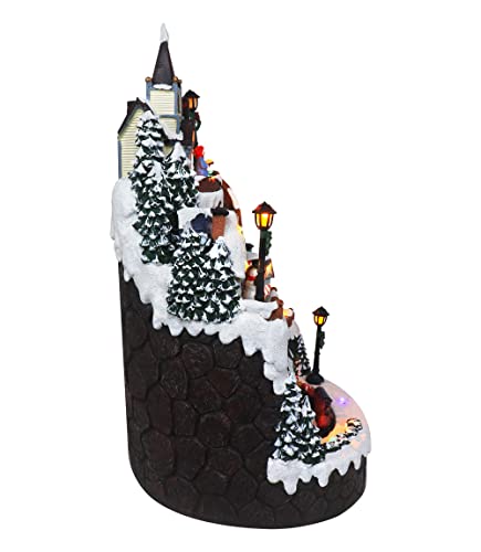Christmas Village Mountain Houses With Moving Train - Lighted Musical Snow Village Collectible Building - Perfect Addition To Your Christmas Indoor Decorations & Holiday Displays - A Thoughtful Gift #TOP2