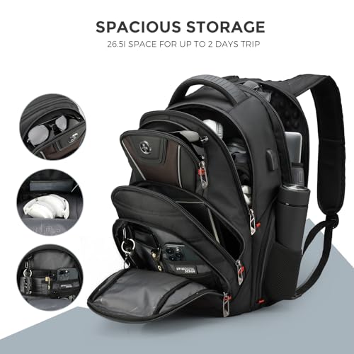 Image of Swissdigital Design Men's Laptop Backpack for Women, Large Capacity Business Travel Bag Black /Brown | J14-32