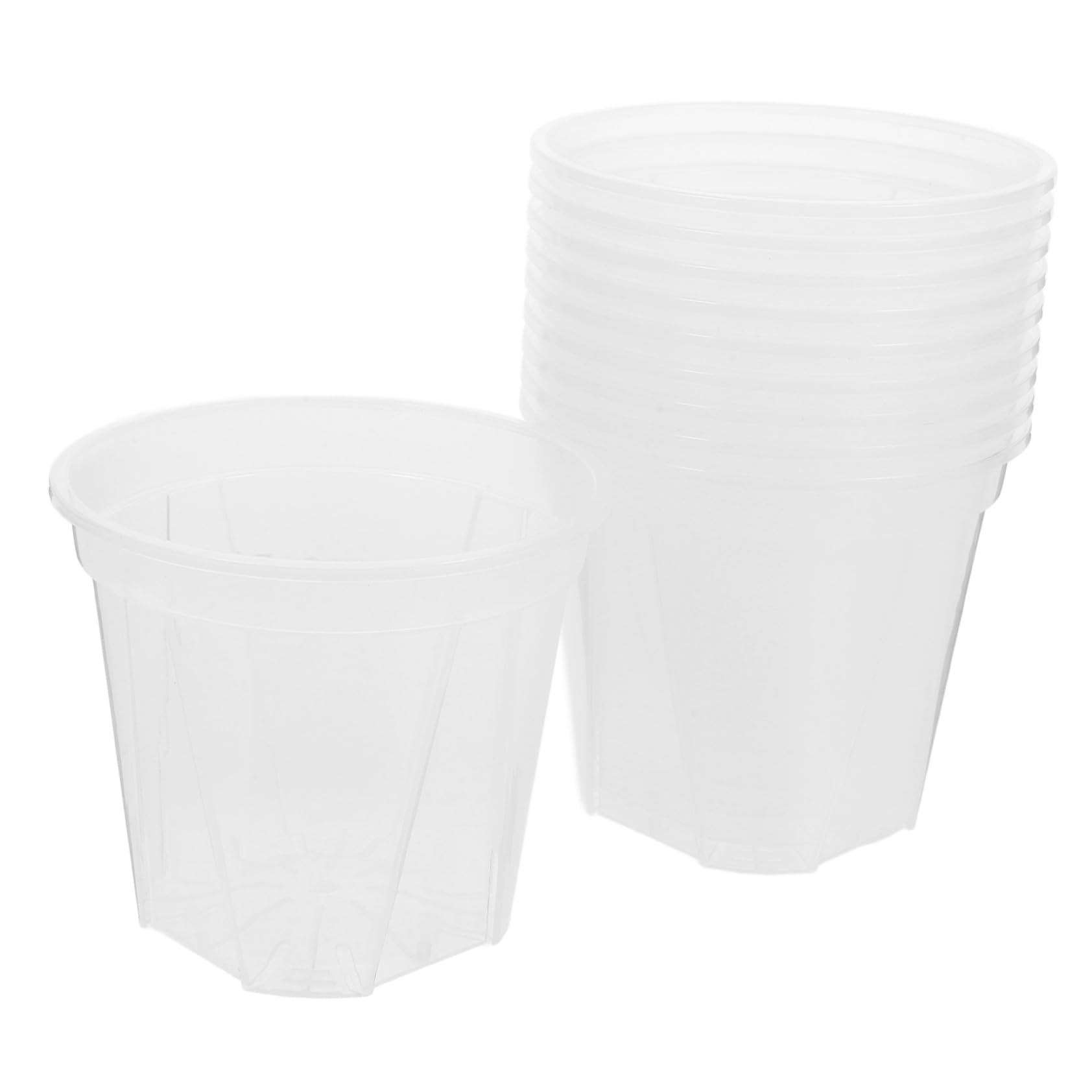 Pot de fleur plastique transparent avec drainage x10 pour orchidées