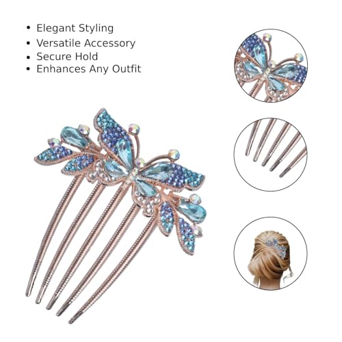 Image of BellaStella Premium Rhinestone Flower Hair Comb Hairpin Hair Dressing For Wedding Prom (Pack of 5) (Blue-1)
