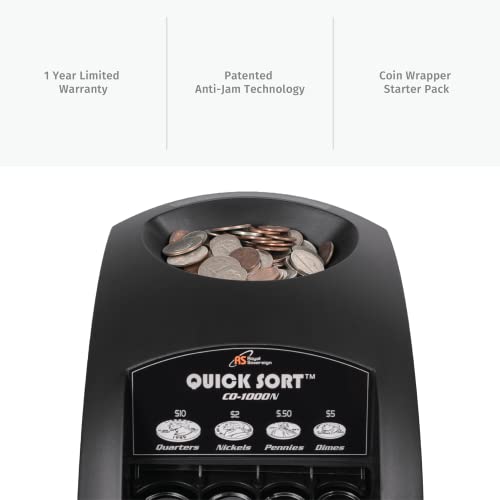 Royal Sovereign Electric Coin Sorter, Patented Anti-Jam Technology, 1 Row Of Coin Sorting (Co-1000N), Black #TOP2