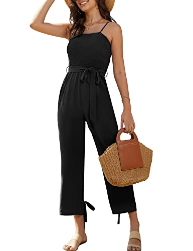 Grace Karin Women‘s Jumpsuits Casual Spaghetti Strap Long Pants With Bow-Knot Tube Top Rompers Black L #TOP12