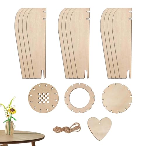 Rompecabezas de madera con jarrón y flores decorativas de diseño 2