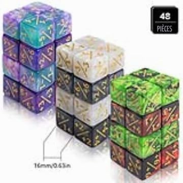 SLAKOZYT Lot de dés dés MTG Glitter Sparkle Dice, Fidélité Cube Starry Marble D6 Compatible (48 Nuits étoilées Violet Rouge Vert Noir Blanc) – vue 2