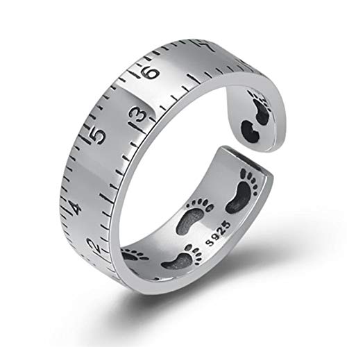 Bague règle rétro ajustable en argent pour femme avec style créatif original