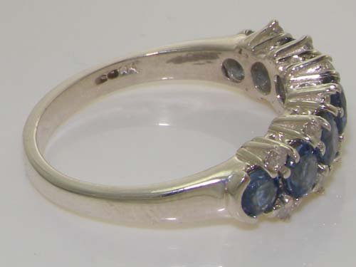 925 Sterling Silver Natural Sapphire And Diamond Womens Eternity Ring (0.25 Cttw, H-I Color, I1-I2 Clarity) #TOP5