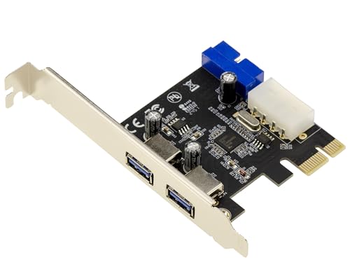KALEA-INFORMATIQUE Scheda PCIe 2.0 x1 USB 3.0 5G con 2 porte esterne + 2 porte interne su connettore a 19 pin. Chipset NEC RENESAS uPD720201