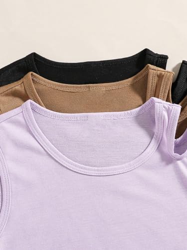 Milumia Girl's 3 Pack Tank Top Set Cut Out Crewneck Sleeveless Basic Tops3