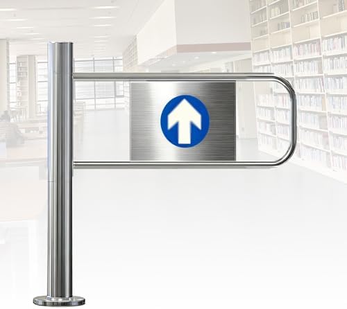 Stainless Steel 90° Swing Gate for Pedestrian Access Control, One-Way Door Auto Closing Device, Safe & Durable for Warehouse, Library, Shop (Left, 80 x 100 cm)