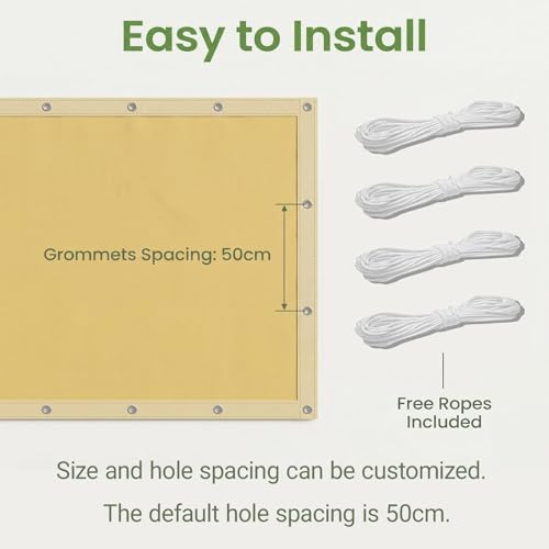 Voile d'ombrage avec oeillets et cordons pour une installation facile