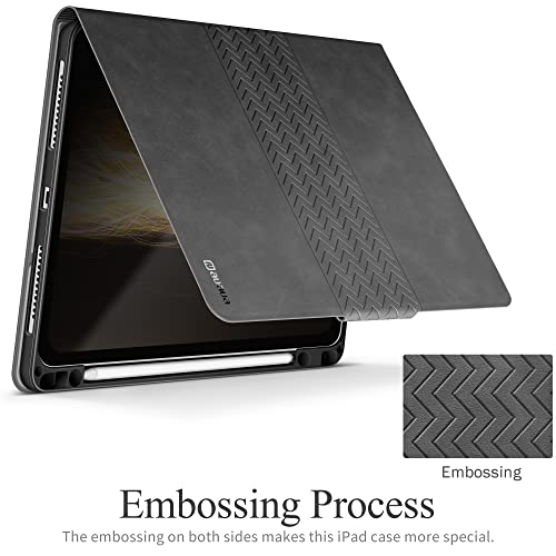 Image of auaua Case for iPad Pro 12.9 5th /4th /3rd Generation, with Built in Pencil Holder, Auto Sleep /Wake, PU Leather Smart Cover(Grey)