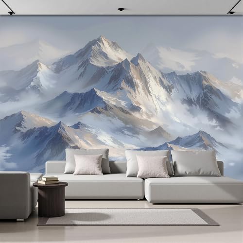 Papier peint panoramique paysages de montagne aquarelle fresque murale - 3
