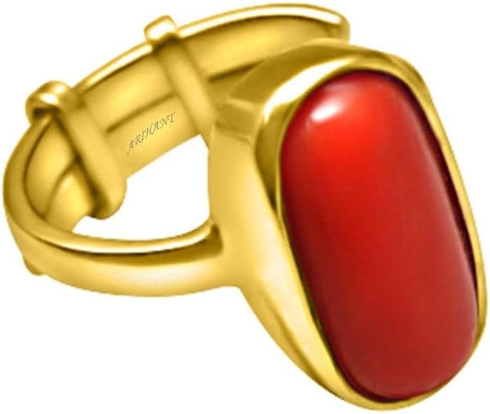 4.25 Ratti Natural Certified Coral (Moonga) Astrological Gemstone Adjustable Panchdhatu Ring By Arihant Gems & Jewels