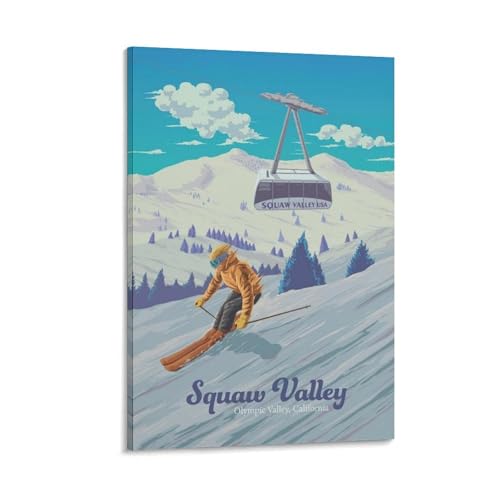 Squaw Valley poster station de ski pour créer une ambiance chalet de montagne
