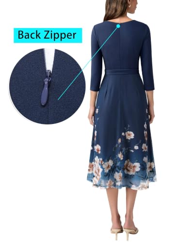 Image of VFSHOW Womens Work Business Casual Church Pockets Belted A-Line Midi Dress