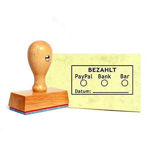 Stempel Bezahlt zum Ankreuzen - ca. 50 x 25 mm - Büro Buchungsstempel Kontierungsstempel