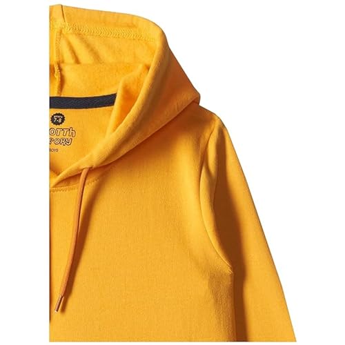 Image of Solid Cotton Fleece Girls Hooded Neck Sweatshirt with Kangaroo Pocket