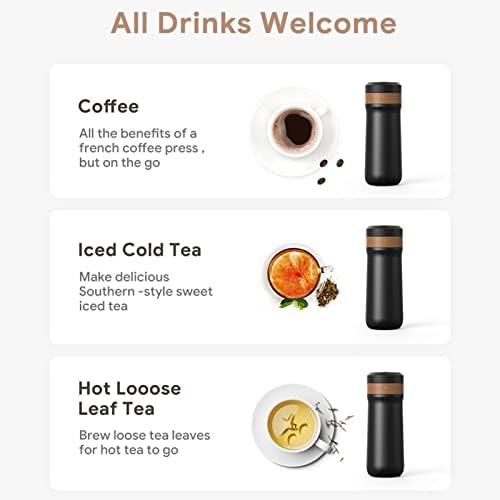 RiToEasysports Travel French Press Coffee Maker Stainless Steel Insulated Mug for Coffee Lovers on the Go — view 8