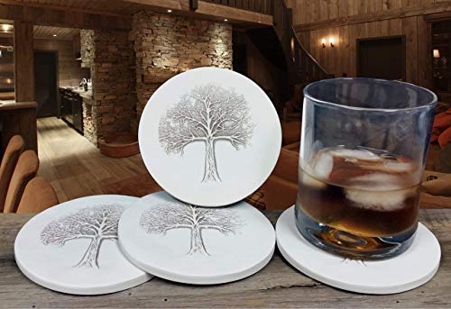 Tree Of Life Absorbent Drink Coaster Set - Handmade By Mccarter Coasters - 4.38 Inch (4Pc) #TOP1