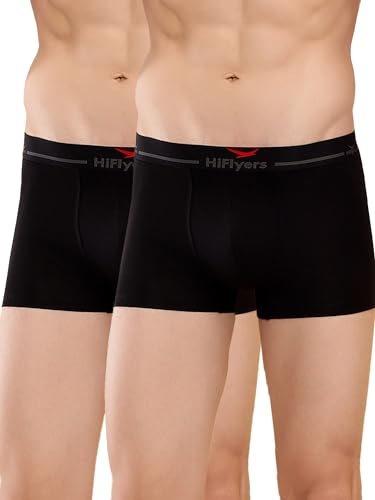 Image of HiFlyers Men's Cotton Spandex Odour-Free, Long Lasting Comfort, All Day Fresh and Confidence Dark Knight Collection Solid Trunks