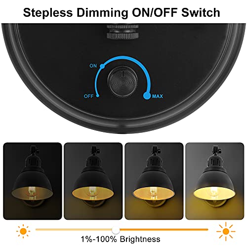 Encomli Plug In Wall Sconces Set Of 2, Wall Sconce Lighting With Dimmable On Off Switch, Swing Arm Wall Lamp, Black Metal Industrial Wall Light Fixtures, Safety E26 Base, 6Ft Plug In Cord #TOP2