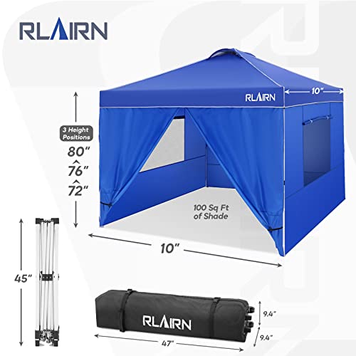 Image of Pop Up Canopy Tent, 10'X10' Waterproof Instant Gazebo Canopy with 3 Adjustable Height and 4 Removable Sidewalls, UPF50+ Folding Instant Pop Up Gazebo Canopy Shade Tent with Mesh Windows