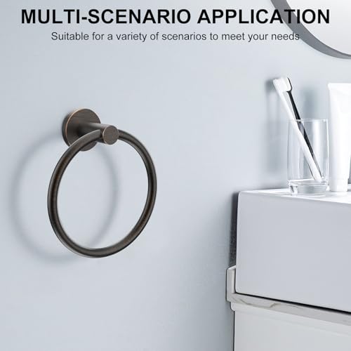 Image of SetSail Towel Holder for Bathroom Wall 2 Packs Towel Ring Screw-in Stainless Steel Hand Towel Hanger for Bathrooms Oil Rubbed Bronze