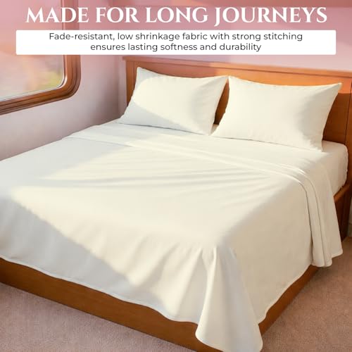 MyGiza Sheets RV King Bed Linen Set, 400 Thread Count, 100% Egyptian Cotton, Deep Pocket, 4 PCs, Ivory by MyGiza Sheets - Used condition - Image 4