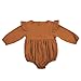 Infant Baby Girl Twins Long Sleeve Ruffles Romper Bodysuit Outfit Clothes (18-24 Months, Khaki)