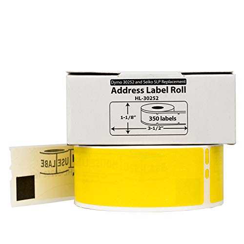 HOUSELABELS Compatible DYMO 30252 Yellow Address Labels (1-1/8\" x 3-1/2\"), Strong Permanent Adhesive, Compatible with DYMO LW 450, 4XL, Rollo & Zebra Desktop Printers, 6 Rolls /2100 Labels - Thumbnail 2