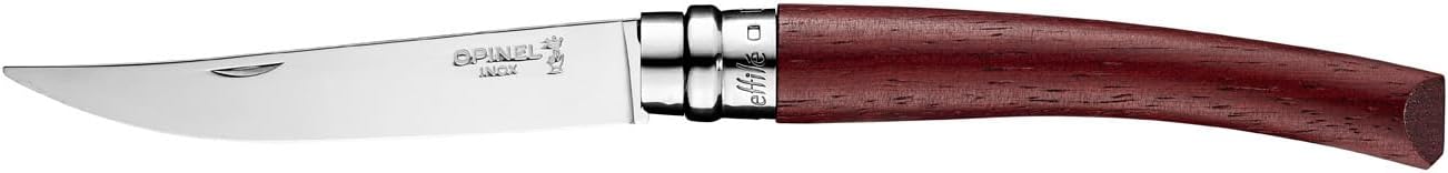 Opinel Effile Slimline Series Folding Fillet Knife – Slim Blade Folding Knife, Virobloc Locking Collar, Sustainably Harvested Wood Handles, Updated Blade Profile (Padouk Wood/No.10)