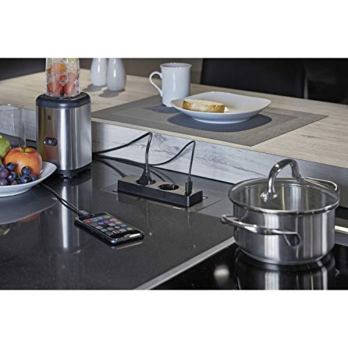 Enchufe encastrable EVOLINE Backflip negro con USB-C para cocina 8