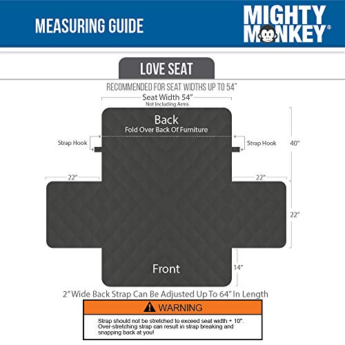 Mighty Monkey Patented Loveseat Slipcover, Reversible Tear Resistant Soft Quilted Microfiber, 54” Seat Width, Durable Furniture Stain Protector With Straps, Washable Cover For Dogs, Chevron Navy White #TOP4