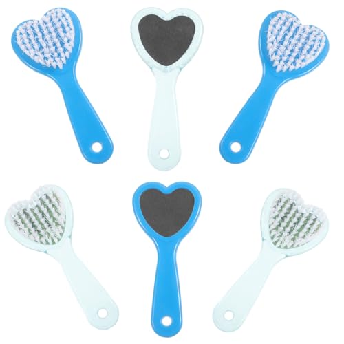 TEHAUX 6 Stück Pediküre Herzförmige Fußfeilen aus Edelstahl mit Bürste Ergonomisch Klein Hornhautentferner für Raue Fersen und Trockene Haut zur Fußpflege Zufällige Farbe