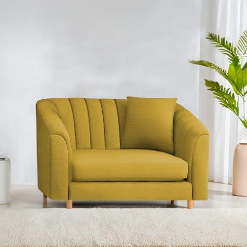 Image of Casaliving Doraldo 1 Seater Sofa Set for Living Room (Yellow Colour) Premium Fabric Sofa