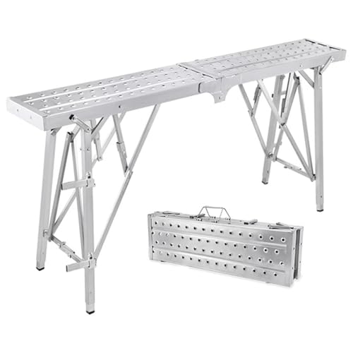 Equipo de andamio portátil, plataforma de trabajo galvanizada de altura ajustable para mejoras del hogar, pintura, parches de yeso, lavado de coches
