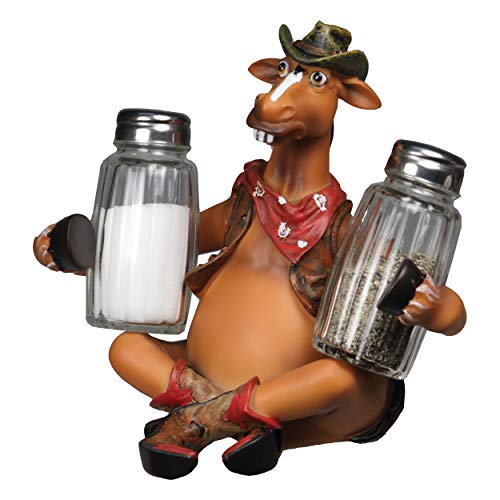 River's Edge Products Salt and Pepper Shakers, Funny Horse, Poly Resin and Glass Matching Set