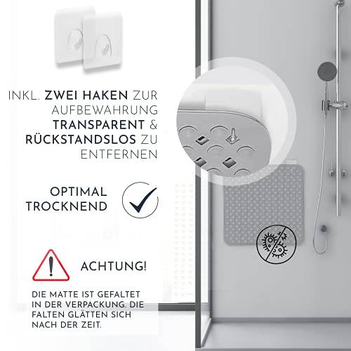 Homerella Duschmatte Hautsensitiv 53x53 cm, INKL. AUFHÄNGUNG | Antirutschmatte Dusche BPA frei, latexfrei | Duschmatte rutschfest schimmelresistent & maschinenwaschbar | Duscheinlage rutschfest – Bild 4