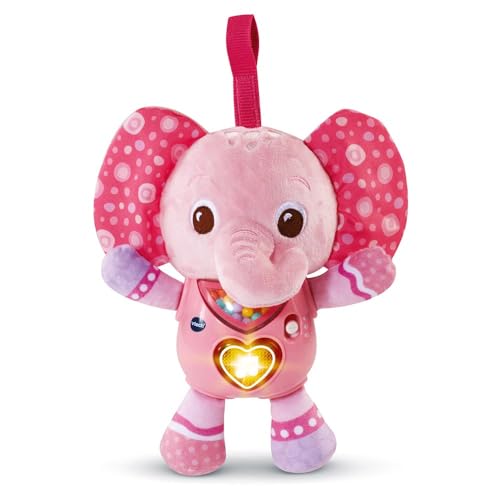 VTech - Lumi Chant'Éléphanteau, Peluche Éléphant Interactive, Hochet Bébé, Éveil Musical, Jouet Poussette, Siège Auto et Parc Bébé, Cadeau de...