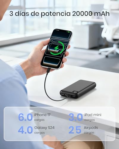 A ADDTOP Power Bank 20000mAh - 22.5W Bateria Externa Carga Rapida con USB C - PD 3.0 QC 4.0 Bateria Portatil con 4 Salidas - Cargador Portátil con Pantalla LED para Teléfono Tabletas - imagen 3