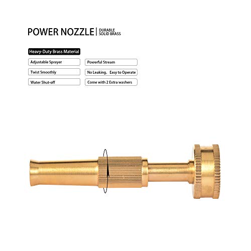High Pressure Brass Heavy Duty Adjustable Twist Hose Nozzle Jet Sweeper Nozzle For Garden Hoses (1 Pack) #TOP1