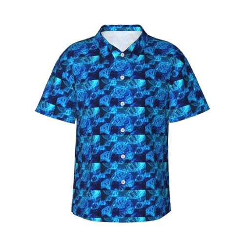 Chemise hawaïenne homme manche courte motif ADN haut été pour plage et loisirs plein air