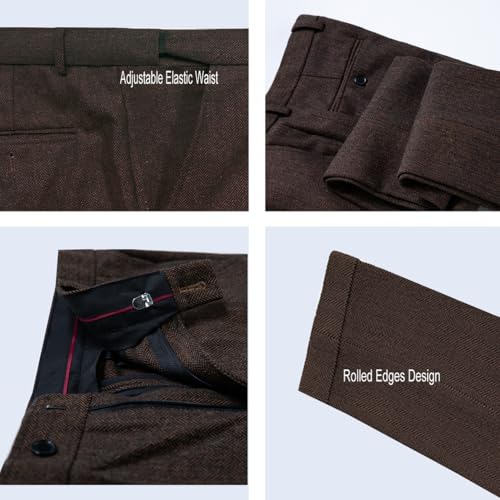 Mens Vintage Tweed Dress Pants Slacks Trousers Regular Fit Suit Pants for Men3