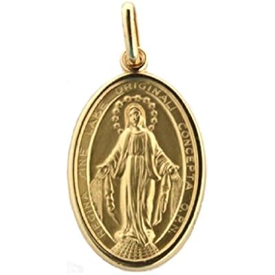 amalia 18K Yellow Gold Large Miraculous Medal (1.40x 0.70 inch, 6.80 gr)