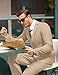 COOFANDY Men's 2 Piece Suits Classic Fit Suit Set 2 Button Blazer Jacket and Dress Pants for Wedding Business Prom Khaki