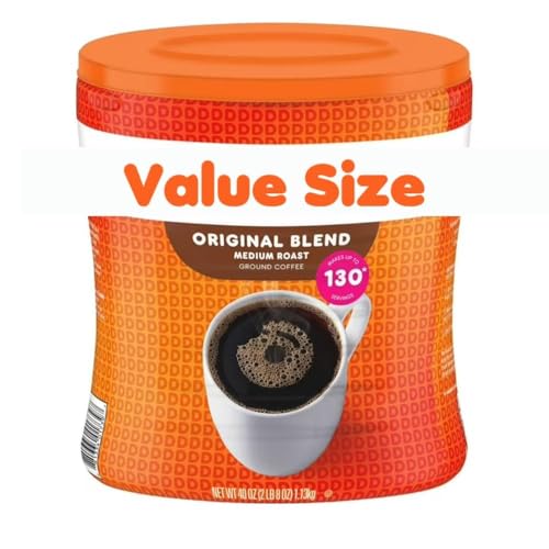 Dunk-ins Donuts Original Blend Ground Coffee 40oz, Medium Roast +